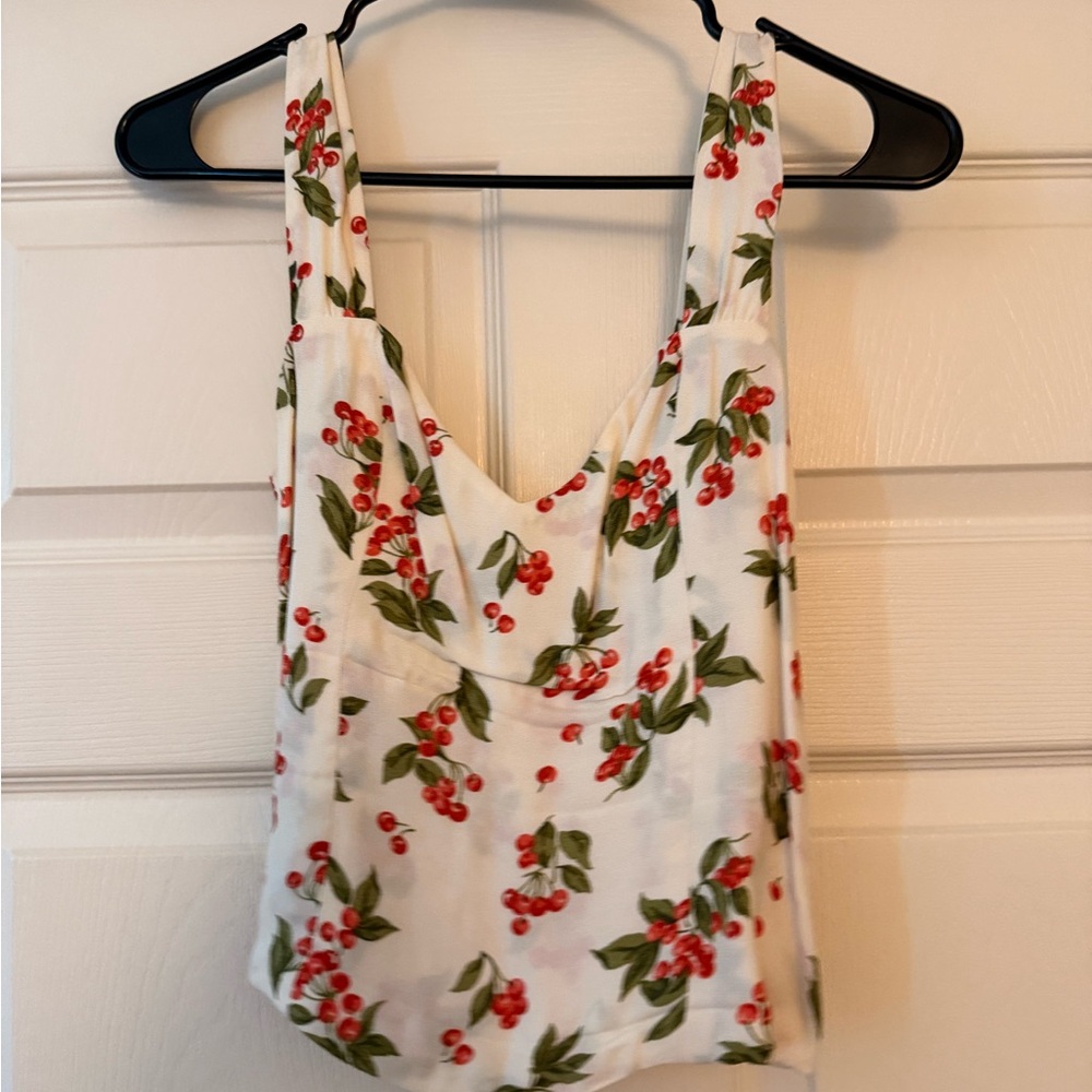 Reformation Cherry Print Top